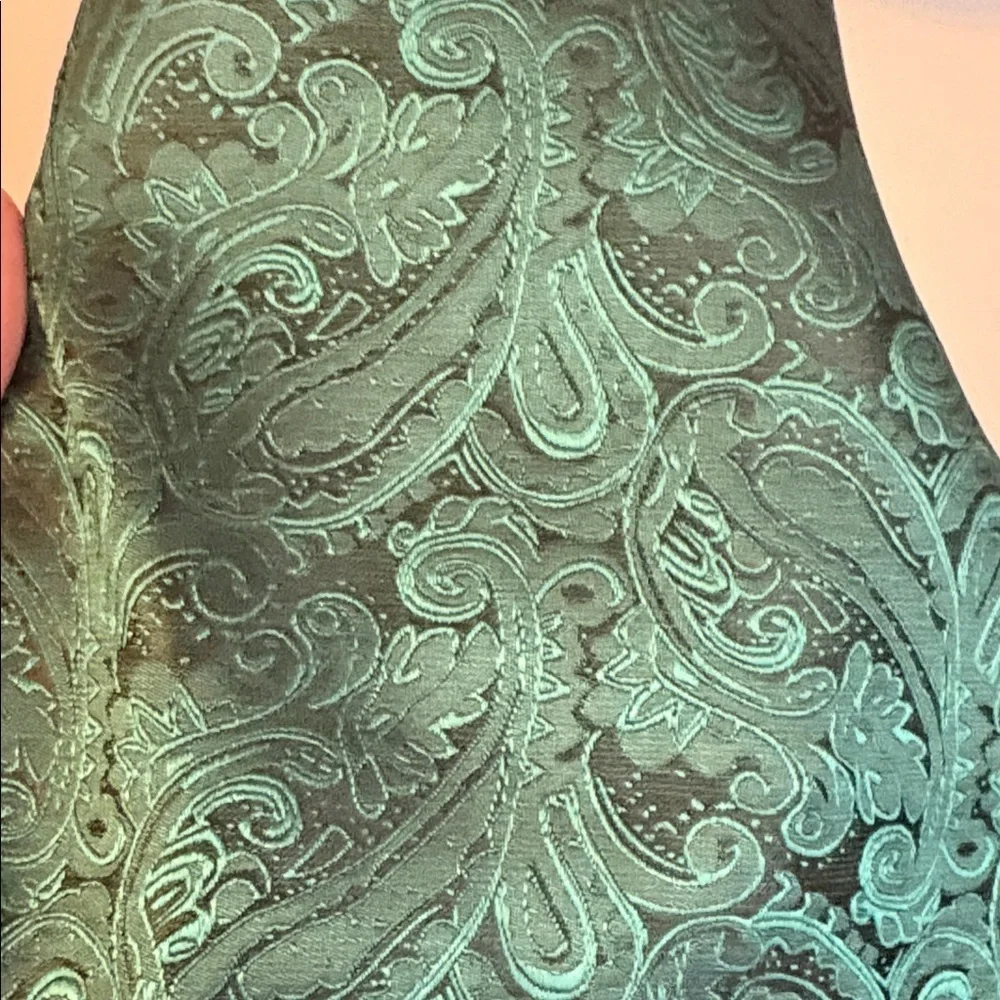 Alizeal Green Black Jacquard Paisley Cummerbund with Pocket Square OS